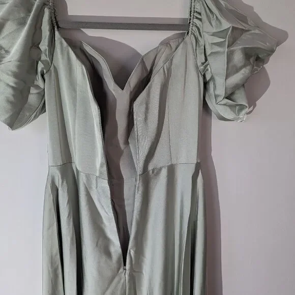 AW. Bridal Sage Green Dey Maxi Bridesmaid Dress Size 4 - Picture 9 of 11